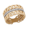 TWO-TONE GOLD DOUBLE CHAIN LINK STYLE FASHION RING, .26 CT TW