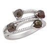 WHITE GOLD FASHION RING WITH 4 COGNAC COLORED FACETED ROUGH DIAMONDS, .20 CT TW