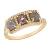 YELLOW GOLD FASHION RING WITH CHAMPAGNE AND COGNAC COLORED FACETED ROUGH DIAMONDS, .19 CT TW