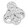 WHITE GOLD STATEMENT RING WITH 33 ROUND CUT DIAMONDS, 1.00 CT TW
