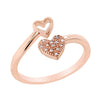 ROSE GOLD AND DIAMOND FASHION RING WITH OPEN HEART DESIGN, .05 CT TW