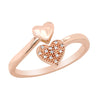 ROSE GOLD DOUBLE HEART FASHION RING WITH DIAMONDS, .05 CT TW