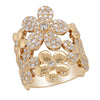 YELLOW GOLD FASHION RING WITH FLORAL DESIGNS AND 106 ROUND CUT DIAMONDS, 1.31 CT TW
