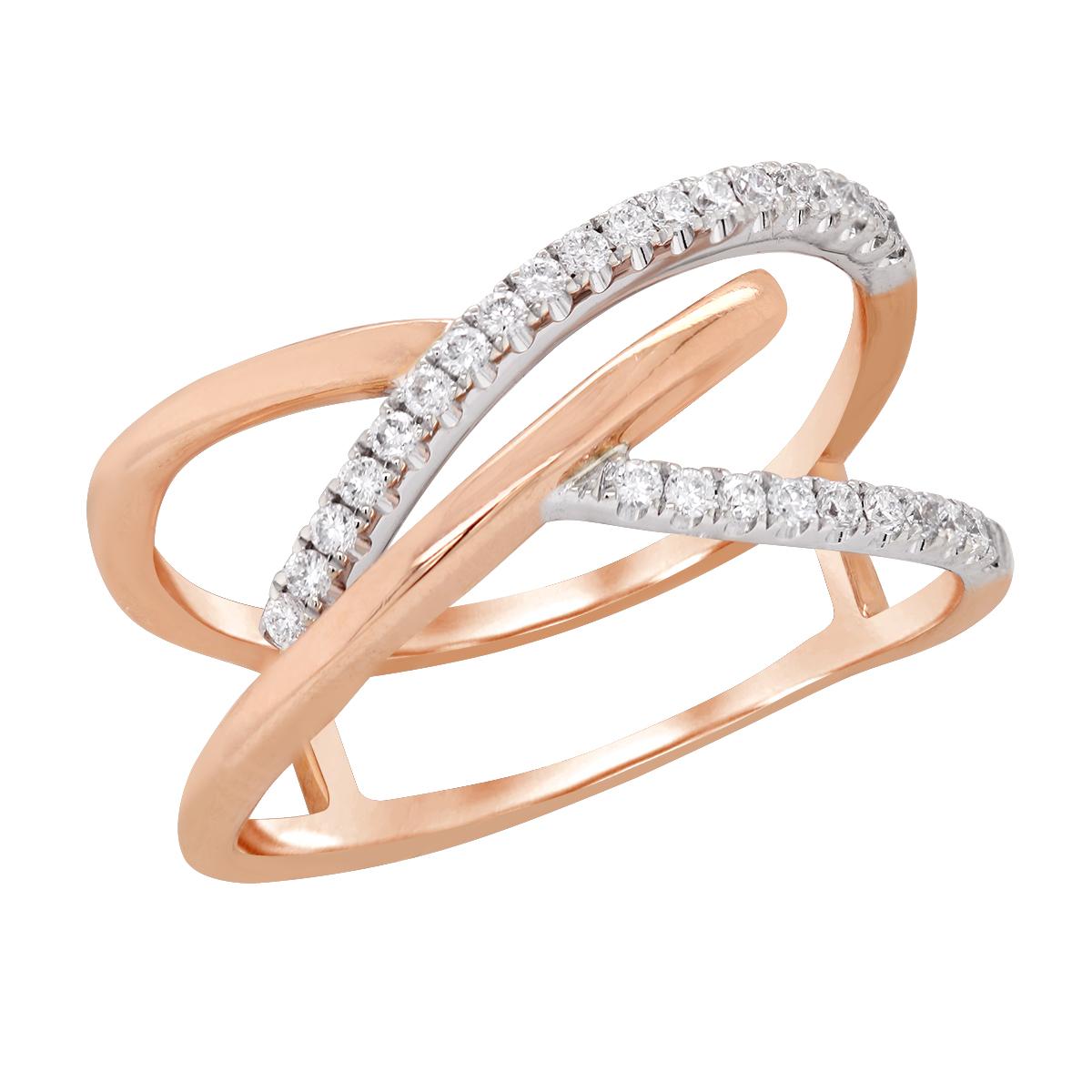 TWO-TONE SPLIT SHANK FASHION RING WITH 29 ROUND DIAMONDS, .23 CT TW