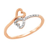 ROSE GOLD BYPASS HEART SHAPED FASHION RING WITH DIAMONDS, .05 CT TW