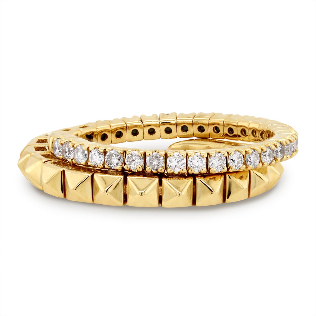 YELLOW GOLD ADJUSTABLE RING WITH DIAMONDS, .52 CT TW