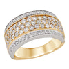TWO-TONE GOLD RING WITH ROWS OF ROUND CUT DIAMONDS, 1.48 CT TW