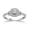WHITE GOLD ENGAGEMENT RING WITH MIRACLE PLATE SETTING AND DIAMOND HALO, 1/4 CT TW