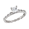 WHITE GOLD ENGAGEMENT RING WITH SCALLOPED SHANK AND DIAMONDS, .03 CT TW