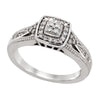 WHITE GOLD DIAMOND CLUSTER ENGAGEMENT RING, 1/5 CT TW