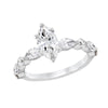 MODERN WHITE GOLD ENGAGEMENT RING WITH MARQUISE DIAMOND CENTER, 1.91 CT TW