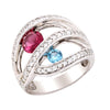WHITE GOLD STATEMENT RING WITH MULTI-COLORED GEMS