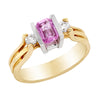 TWO-TONE ENGAGEMENT RING WITH PINK SAPPHIRE AND 2 SIDE DIAMONDS, .20 CT TW