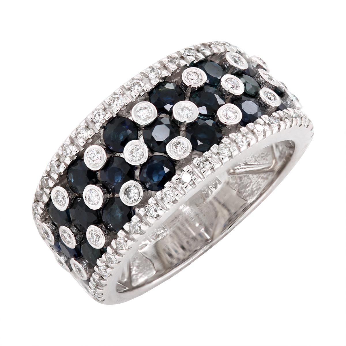 WHITE GOLD SAPPHIRE AND DIAMOND RING