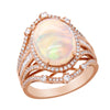 ROSE GOLD FASHION RING WITH OVAL SHAPED OPAL AND DIAMONDS, .71 CT TW