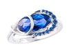 CHATHAM LAB GROWN OVAL CUT SAPPHIRE AND DIAMOND RING