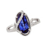 CHATHAM LAB GROWN SAPPHIRE AND DIAMOND RING
