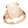 ROSE GOLD FASHION RING WITH OPAL CENTER AND BAGUETTE DIAMONDS, .49 CT TW
