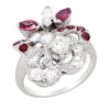 WHITE GOLD FASHION RING WITH UNIQUE DESIGN SET WITH RUBIES AND DIAMONDS, 1.00 CT TW