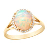 YELLOW GOLD AND OPAL FASHION RING WITH 30 SIDE DIAMONDS, .10 CT TW