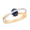 TWO-TONE GOLD FASHION RING WITH OVAL CUT SAPPHIRE, .15 CT TW