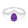 WHITE GOLD FASHION RING WITH PEAR SHAPED AMETHYST