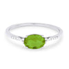 CLASSIC WHITE GOLD FASHION RING WITH AN OVAL CUT PERIDOT, .04 CT TW