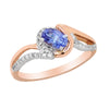 TWO-TONE GOLD FASHION RING WITH OVAL TANZANITE AND ROUND DIAMONDS, .15 CT TW