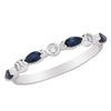 PETITE WHITE GOLD FASHION RING WITH MARQUISE SAPPHIRES AND ROUND CUT DIAMONDS, .09 CT TW