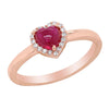 ROSE GOLD FASHION RING WITH HEART SHAPED CABOCHON 