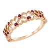 ROSE GOLD HEART PATTERN FASHION RING WITH 9 RUBIES