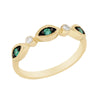 YELLOW GOLD FASHION RING WITH EMERALDS AND DIAMONDS, .04 CT TW