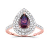 ROSE GOLD FASHION RING WITH PEAR SHAPED PURPLE GARNET