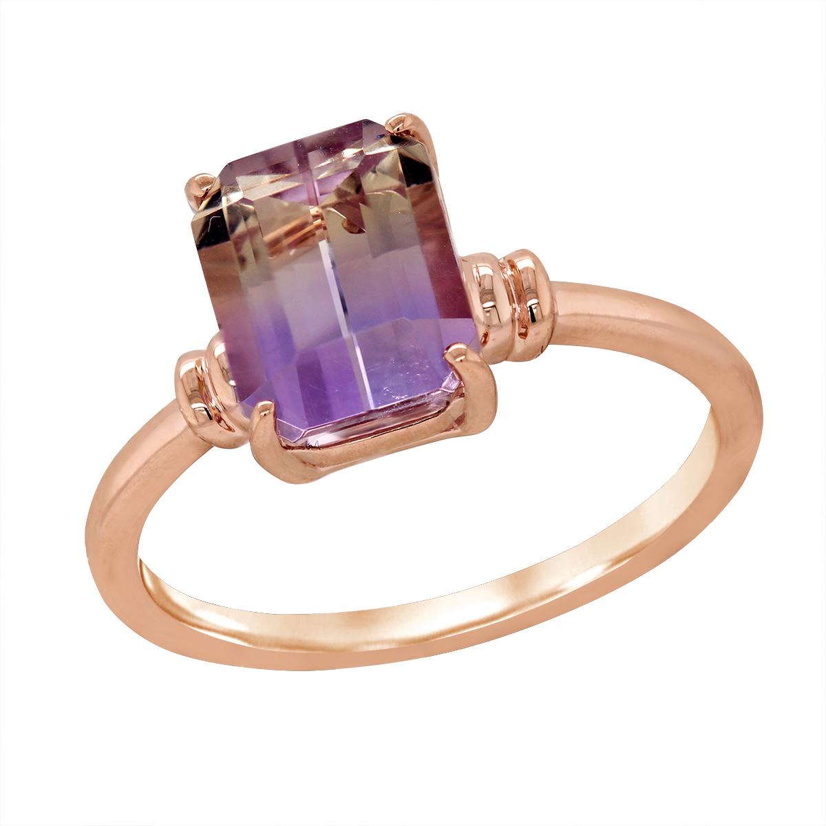 ROSE GOLD FASHION RING WITH EMERALD CUT AMETRINE1