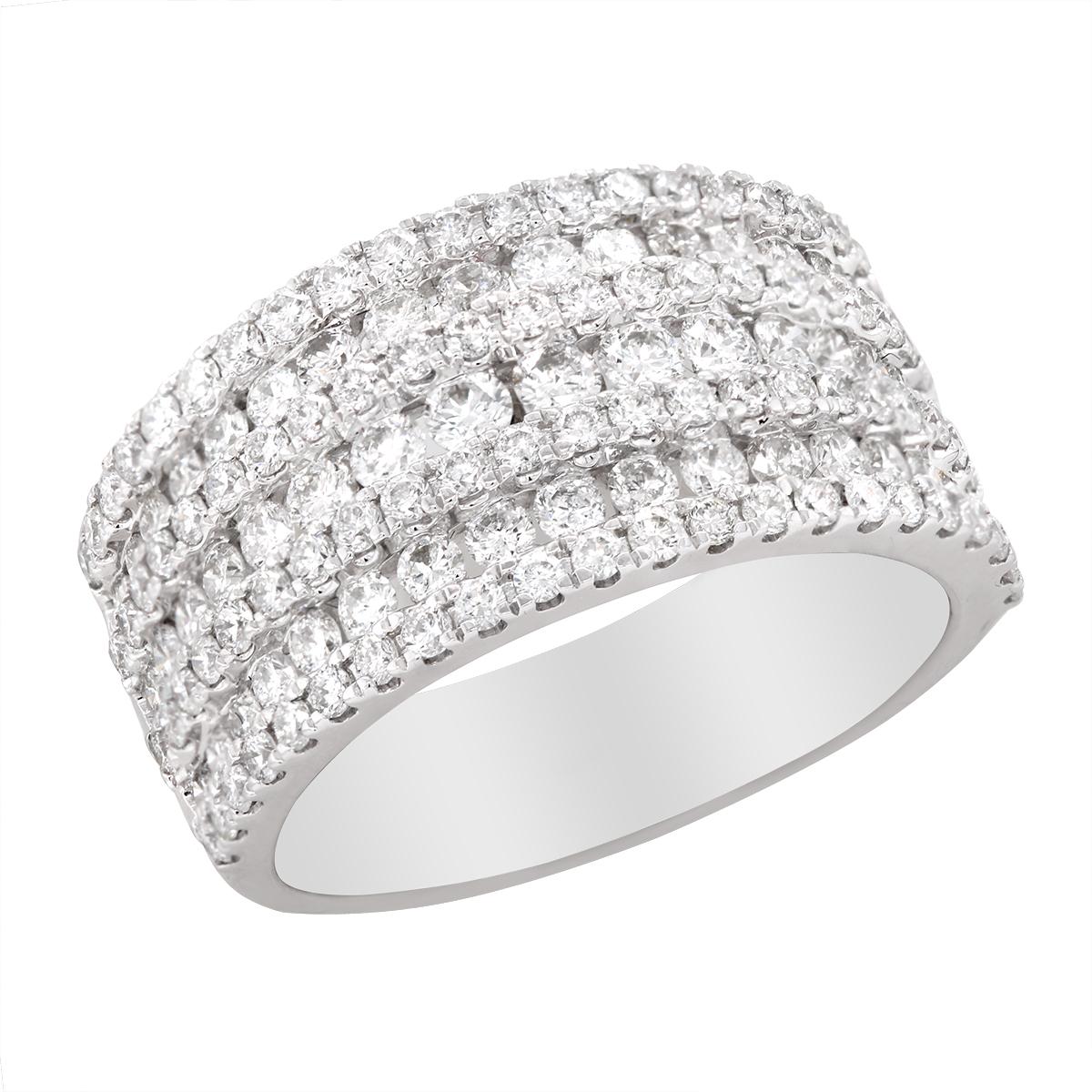 WHITE GOLD WIDE ANNIVERSARY RING WITH 143 ROUND CUT DIAMONDS, CT TW