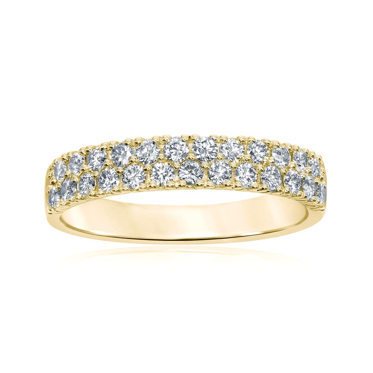 Pave diamond wedding band deals yellow gold