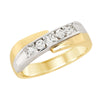 MEN&#39;S TWO-TONE WEDDING BAND WITH PRINCESS AND ROUND CUT DIAMONDS, .90 CT TW