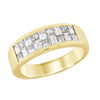 YELLOW GOLD WEDDING RING WITH 2 ROWS OF DIAMONDS, 2.00 CT TW