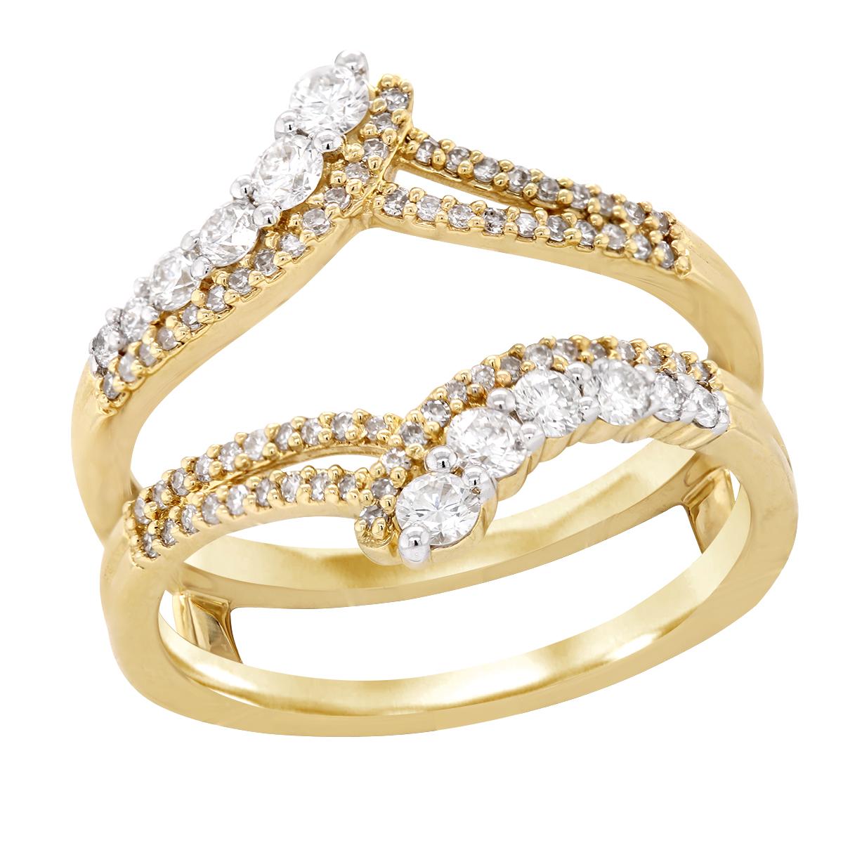 MODERN YELLOW GOLD WEDDING RING INSERT WITH 80 DIAMONDS, .62 CT TW