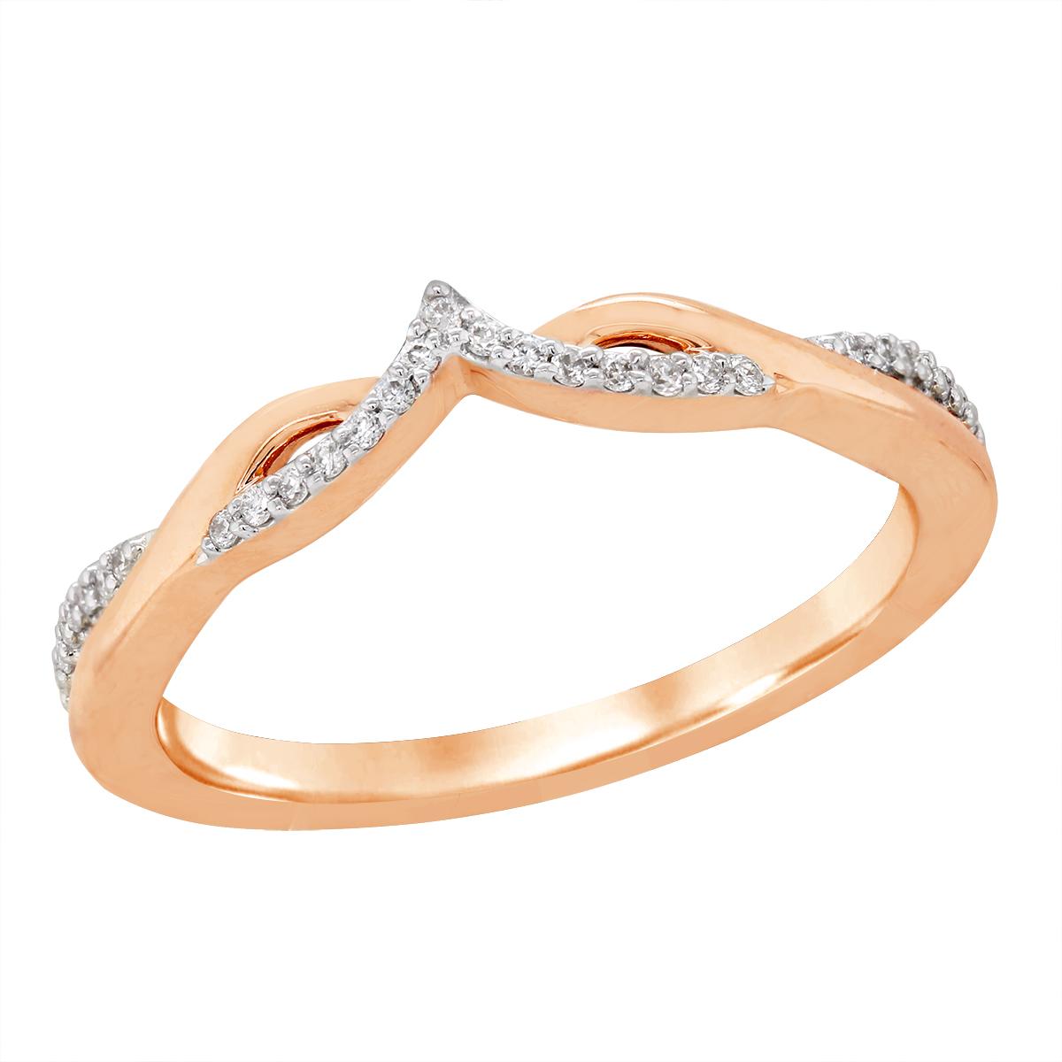 ROSE GOLD WEDDING RING WITH DIAMONDS, .10 CT TW