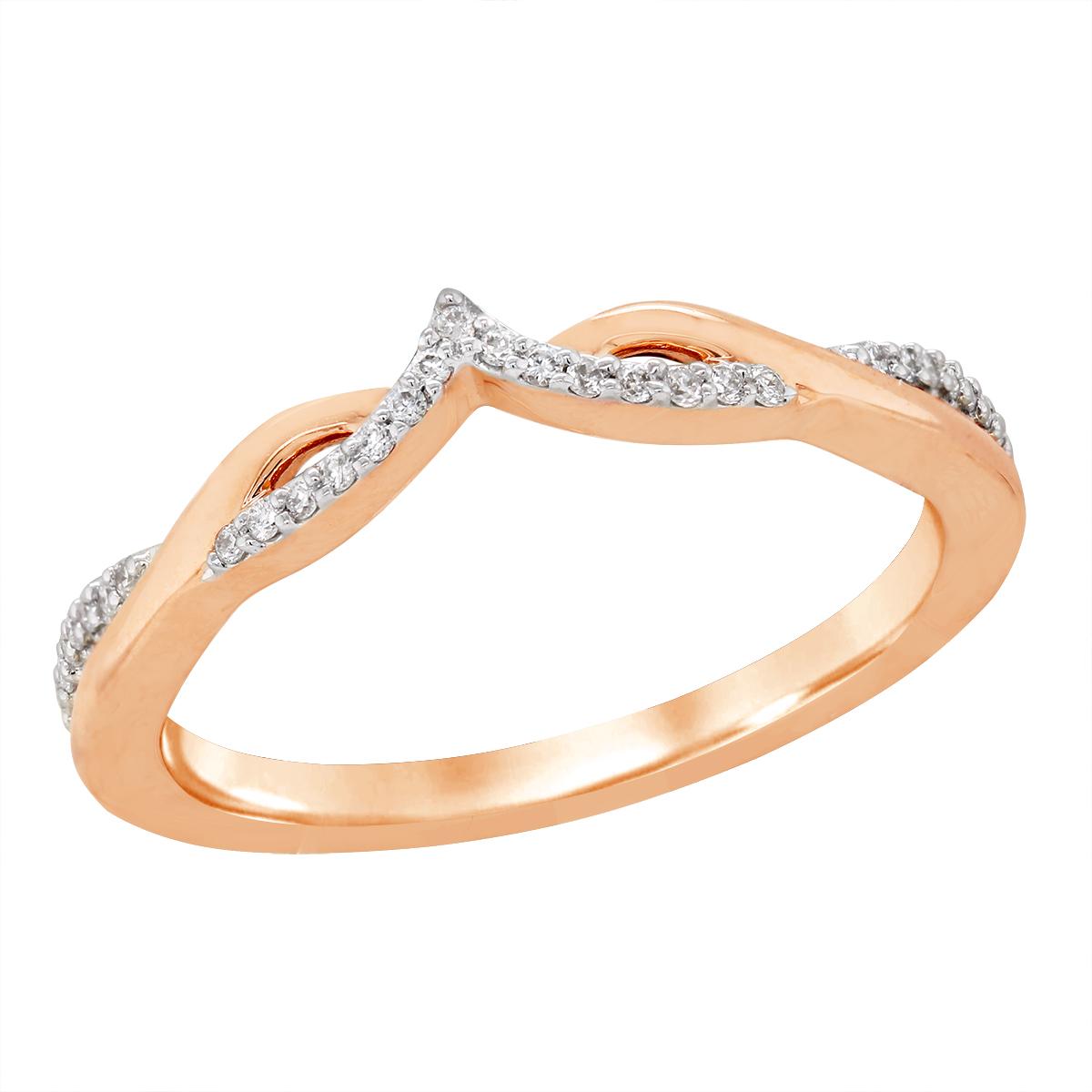 ROSE GOLD WEDDING BAND WITH DIAMONDS, .10 CT TW