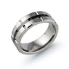 TUNGSTEN MEN&#39;S WEDDING BAND WITH POLISHED FINISH AND BLACK LINE