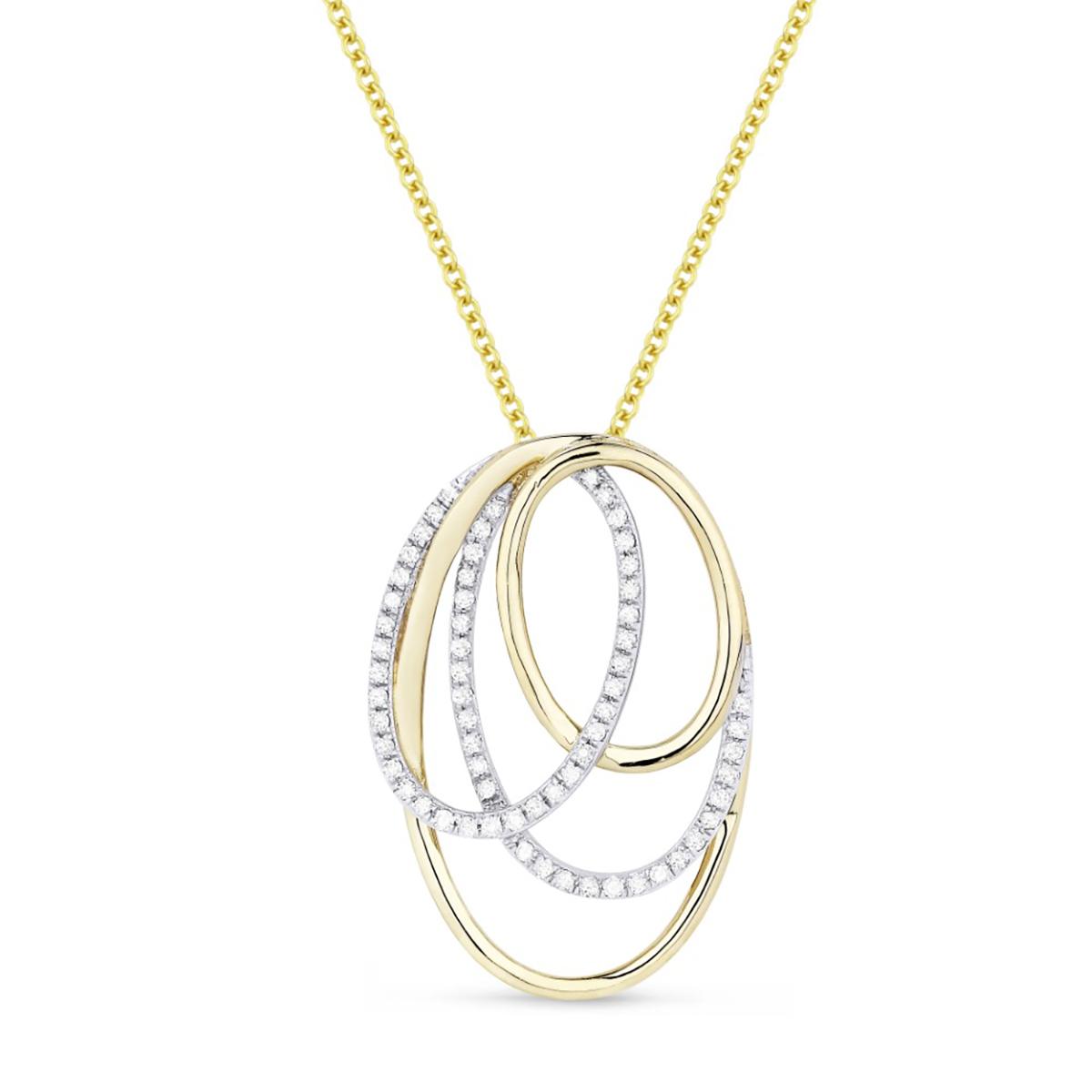 MODERN YELLOW GOLD AND DIAMOND PENDANT NECKLACE, .17 CT TW