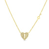 YELLOW GOLD LOCKED HEART AND KEY NECKLACE, .14 CT TW
