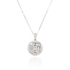 WHITE GOLD DIAMOND CLUSTER PENDANT NECKLACE WITH BAGUETTE AND ROUND DIAMONDS, 1.18 CT TW