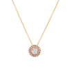 ROSE GOLD PENDANT NECKLACE WITH DIAMOND HALO, .06 CT TW
