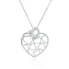WHITE GOLD HEART WITH HEART PATTERN DIAMOND NECKLACE, .11 CT TW