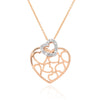 ROSE GOLD HEART WITH HEART PATTERN DIAMOND NECKLACE, .11 CT TW