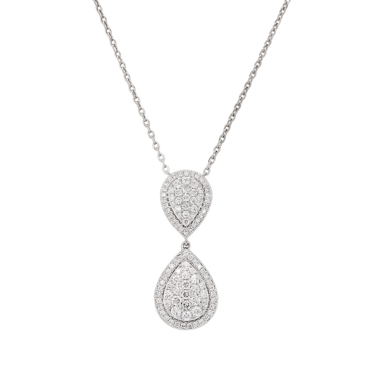 WHITE GOLD DIAMOND PAVE PENDANT WITH 103 DIAMONDS, 1.42 CT TW