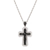 WHITE GOLD CROSS PENDANT WITH WHITE AND BLACK DIAMONDS, 1.30 CT TW